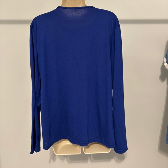 Royal Blue Long Sleeve Cut Out Crew Neck Tee Shirt Size XXL Pre-owned - Picture 3 of 9